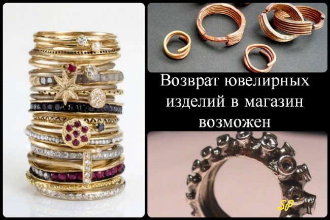 Колаж про можливість повернення ювелірних виробів в магазин
